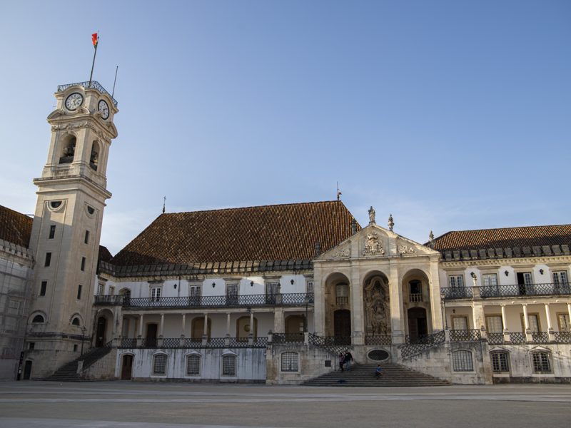 The Paço das Escolas courtyard and clock tower at the University of Coimbra